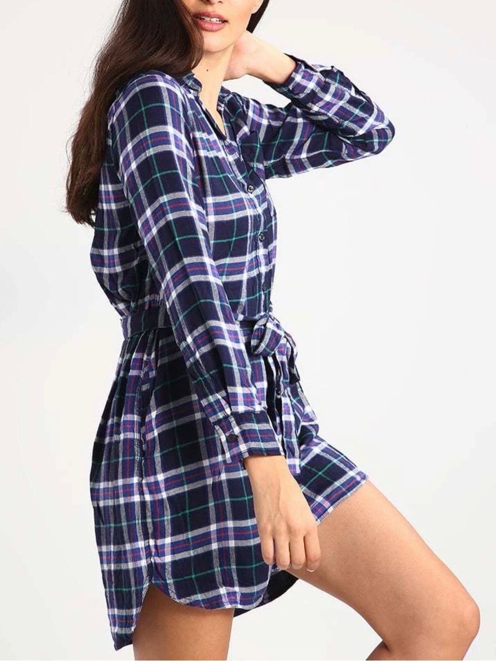 GAP + Pendleton Long Sleeve Shirtdress Blue Plaid
